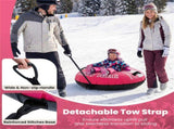 600D Waterproof Oxford Cloth Snow Sled, Reinforced Handles Removable Tow Strap for Adults Kids-Pink 79569343