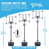 ZNTS Basketball Hoop Portable Basketball Goal for Indoor Outdoor Basketball Stand 5.6-7 ft Adjustable 32 84237129