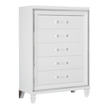White Metallic Finish Glam Style Storage Chest of 5 Drawers Wooden 1pc Modern Bedroom Furniture B011P176905