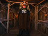 5.6ft Halloween Decorations Outdoor Life Size Animatronics Ghost with Pumpkin Head, Sound-Actived 09096478