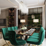 PrimeNest Noblesse Collection Upholstered Gold Legged Dining Chair, Set of 2, Green B030P286150