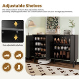 ON-TREND Minimalist Shoe Cabinet with 5 Solid Wood Legs, Cream Style Sideboard Buffet Cabinet with N721P205785B