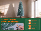 5 FT Slim Pencil Artificial Christmas Tree, Frosted Gray-Green & Silver Needles, Flame Retardant 38361992
