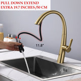 Single Handle Stainless Steel Pull Out Kitchen Faucet W1217125158