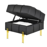 22 inches Anti-scratch Leather Storage Ottoman, Pet Friendly Entryway Bench with Golden Stainless W1191P196355