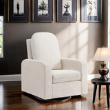 Glider Swivel Chair White Box Seat Cushion Solid Rubberwood Transitional Style Living Room 1pc B2741P598435
