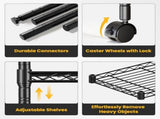 5 Tier Heavy Duty Adjustable Wire Shelving with Wheels, Storage Racks for Garage Kitchen Pantry 19260800