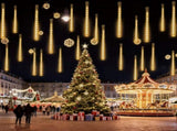 Blue meteor shower light, outdoor solar powered icicle light, snowflake falling rain string light, 02294674