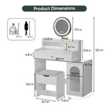 White Vanity Desk with 360&deg Rotated Mirror and Adjustable Lights, Girls Makeup Vanity Table with W1706P236678