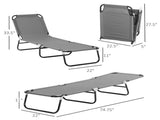 Dark Gray 2-Pack Folding Pool Chairs Chaise Lounge with 5-Level Reclining Back, Steel Frame 38341129
