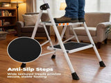Step ladder, 2-Step Ladder Stool, 800lbs Capacity, Anti-Slip Treads & Handles, Foldable , Grey/Black 96342554