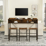59 inch bar table, dining table, sofa table with power socket and LED light, 3 saddle stools, W2972P313231