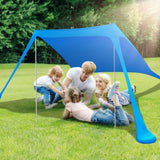 ZNTS 9.8x9.8FT Foldable Beach Canopy Tent Collapsible Shade Sail Sun Protection Windproof Shelter 4 05454215