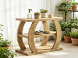 23.6" End Table, 3-Tier Farmhouse Side Table with Geometric Metal Frame, Rustic Accent Table for 64805128