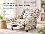 Floral Print push-back Recliner Chair, Upholstered Wingback Accent Chair with Padded Arms and Wooden B2766P587919