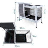 ZNTS Two-Tier Wooden Rabbit Cage Outdoor Indoor for Small Animals with Runway and Leak-Proof Plastic W142763539