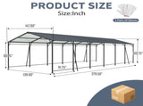 12*32 FT Carport, Heavy Duty Carport with Galvanized Steel Roof and Frame, Metal Carport Large W540P478292