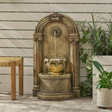 35.25" High Outdoor Weather Resistant Floor Fountain with LED Lights, Light Brown 71768.00LBRN