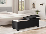 Ottoman with Storage Bench, 43-inch Storage Ottoman, Leather, Black 42966149