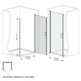 24"x 72" Pivot Shower Door, Matte Black Aluminum Frame, Half Frame ,1/4" Tempered Glass W1675P307040