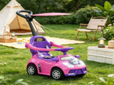 Pink 3 in 1 Kids Push & Sliding Car with Removable Handle, Music, Horn, Canopy & Safety Guardrail 90184527