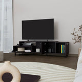 Wengue Entertainment Center with Open Storage and 2-Side Cabinets B062P290250