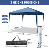 ZNTS 3 x 3m Two Doors & Two Windows Practical Waterproof Right-Angle Folding Tent Blue 68801768