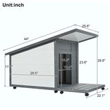 Outdoor Dog house With Food bowl, 4 swivel wheels N843P252402B