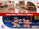 Set of 2 Lighted Gingerbread Man and Candy Cane Christmas Decorations, Pre-lit 2D Holiday Decor with 30550449