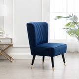 ZNTS Elon Contemporary Velvet Upholstered Accent Chair, Blue T2574P164255