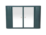 Army Green Wall-Mounted Bathroom Cabinet with Mirror, 2 Mirrored Doors & Open Shelf, Farmhouse Metal W3122P272875