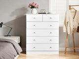 25.98"*15.75"*43.7" 5-Tier 6-Drawer Cabinet Drawer Dresser with Gold Handles White 88303918