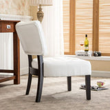 Blended Leather Tufted Accent Chair with Oversized Seating, Ivory T2574P164248