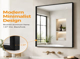 Black Framed Rectangular Bathroom Vanity Mirror with Square Corners 14210784