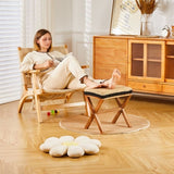 Ottoman Footstool Natural Seagrass Footrest Pouf Ottomans with X Wooden Legs Rectangular Hand 39435455