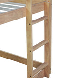 Twin over Twin Rubber Wood Floor Bunk Bed, with ladder,Guardrails,House-Shaped-Bunk Bed,White oak W504P206866