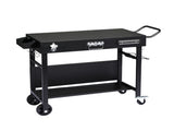 Portable Outdoor Grill Table Cart, Foldable Grill Cart with Wheels, Food Prep Table with Bottle 95490425