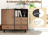 Mid-Century Modern 4-Drawer Sideboard Buffet Cabinet with Storage - Black 41784280
