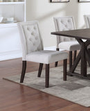Modern Bone White Fabric 2pc Side Chairs Tufted Back Upholstered Back Rustic Espresso Wooden Legs B011P203552