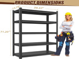 5-Tier Metal Storage Shelving, Industrial Utility Rack, Adjustable Height Bookcase for Living Room, 05405034