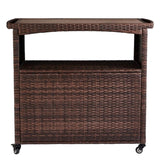 ZNTS Outdoor Bar Cart with Storage Cabinet, Patio Wicker Sideboard Buffet Cabinet Prep Table, Outside 65724130