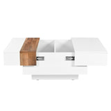 ZNTS ON-TREND 31.4'' x 31.4'' Square Coffee Table with Sliding Tabletop, High Gloss Center Table with N721P180696K