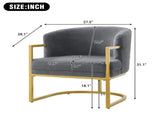 Modern Accent Chair Cozy Armchair Upholstered Reading Chair with Gold Metal Frame Living Room, N763P360688E
