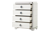 Laguna Modern Style 4-Drawer Chest Made with Wood, Hidden Jewlry Drawer and Crystal Accents in White B009P270826