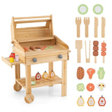 Wooden Barbecue Grill Playset with Play Food Grilling Tools 78162241