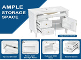 36" Bathroom Vanity with Sink, Freestanding Bathroom Cabinet with Ceramic Basin, Flip Drawer, N725P356064K