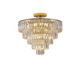 (Same as W1340102252/L5001) Gold Crystal Chandeliers,5-Tier Round Semi Flush Mount Chandelier Light W1340P189283