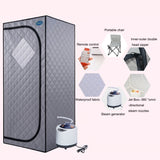 Full Size Portable Grey Steam Sauna tentPersonal Home Spa, with Steam Generator, Remote Control, W782109880