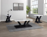 Modern White Black 3-Piece Cocktail Set Faux Marble Table Top Table and Two Matching End Tables B011P244310