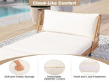 2-Seat Outdoor PE Wicker Daybed, Dual-Function Backrest Armrest Patio Loveseat 54417410